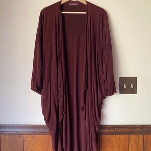 OS handwoven in Morocco - Palms coat by Tienda Ho - burgundy - one-size